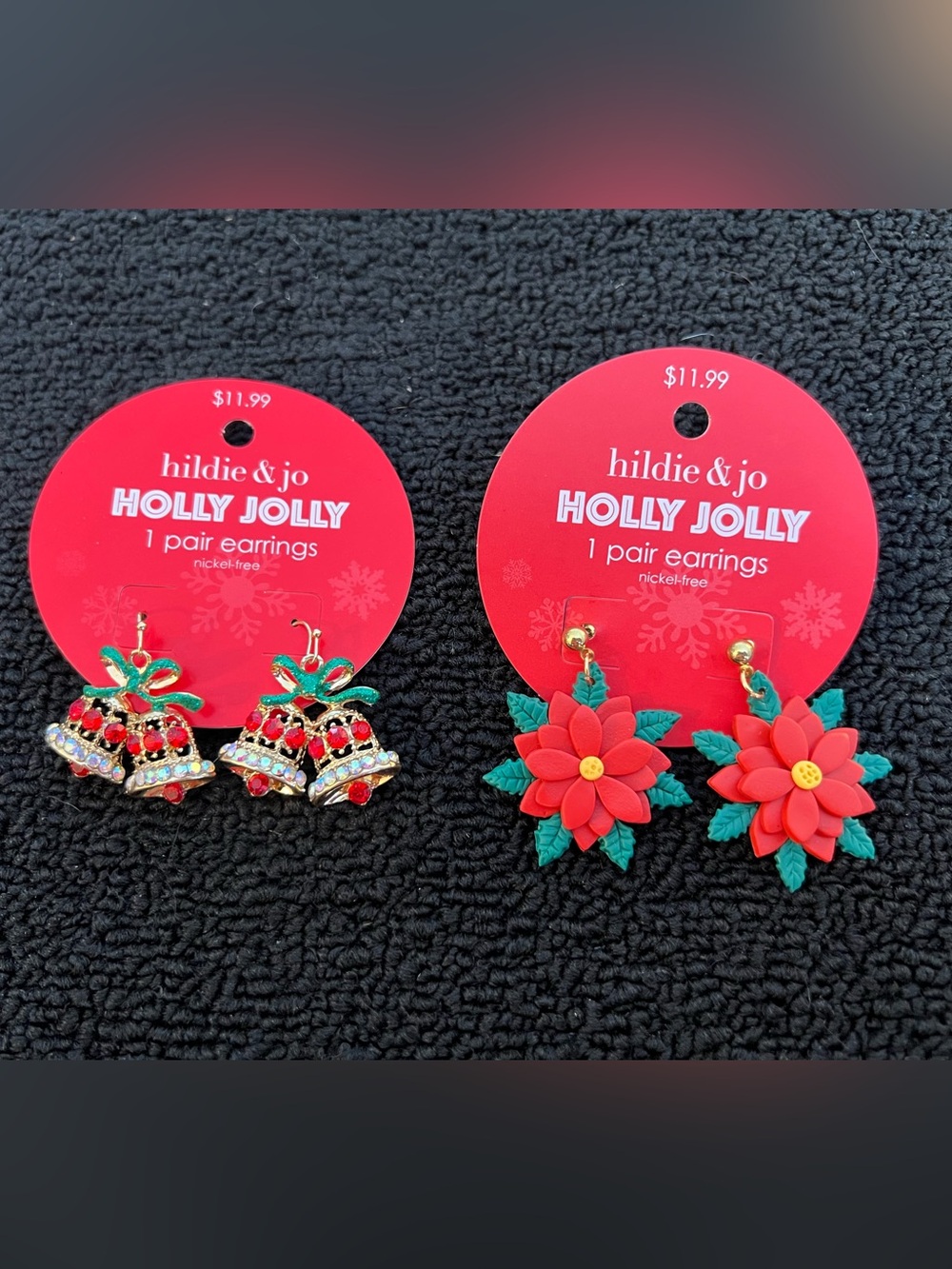 Two Sets of Holly Jolly Red Poinsettia Earrings